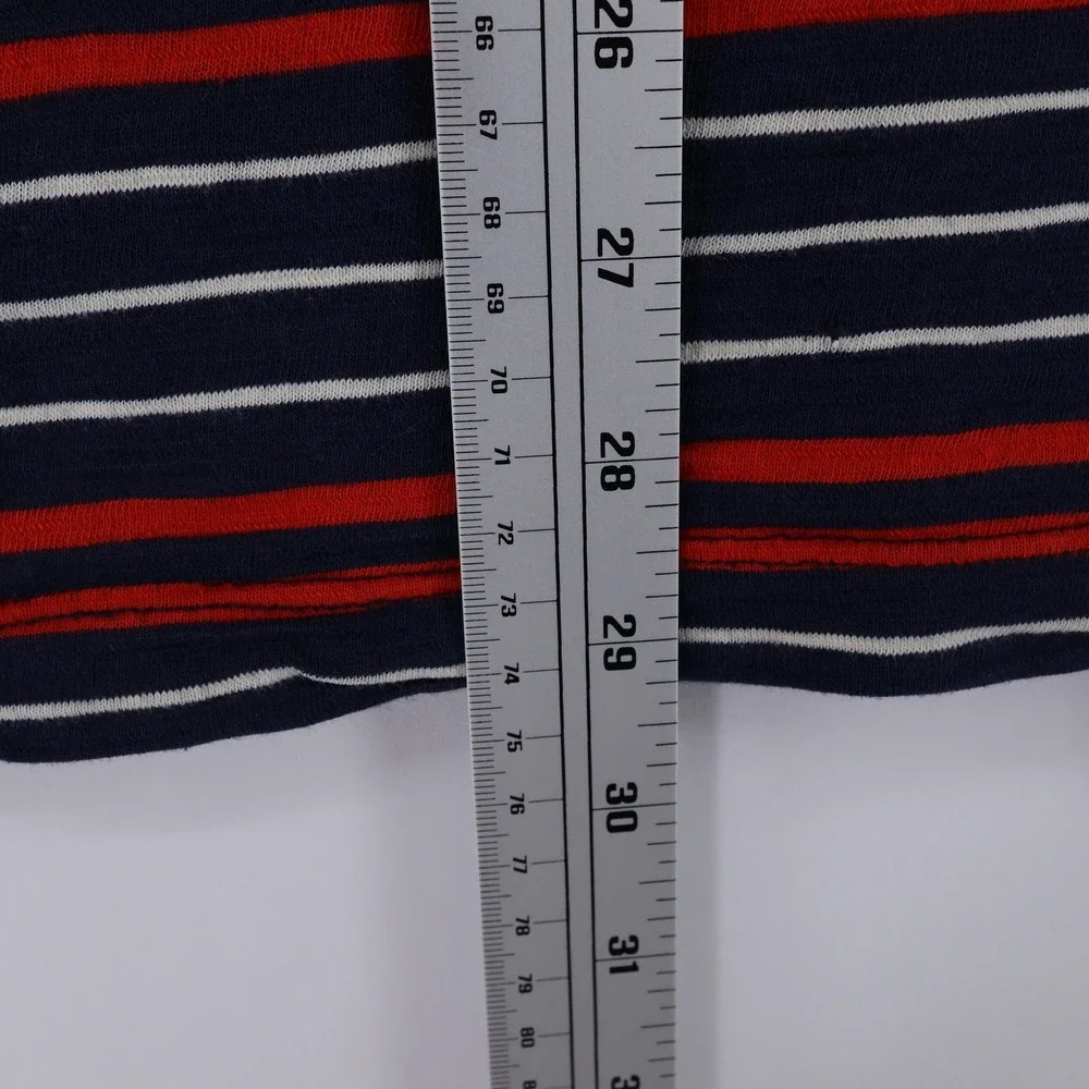 The North Face Mens XL Polo Shirt Striped Navy‎ Blue Red Short Sleeve Pocket